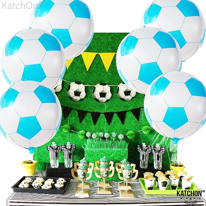 Katchon, Blue Soccer Balloons 22 Inch-pack Of 6 | Soccer Birthday Party Decorations | Soccer Ball Balloons, soccer Theme Party Decorations | Gender Reveal Decorations, Sports Themed Party decorations