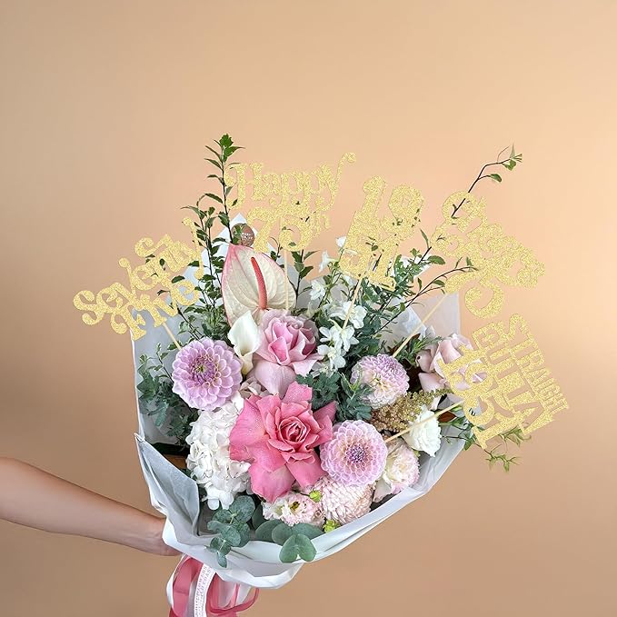 Gyufise 15Pcs Happy 75th Birthday Centerpiece Sticks Seventy Straight Outta 1951 Table Flower Centerpieces Sticks Decorations for Cheers to 75th Birthday Party Supplies Gold