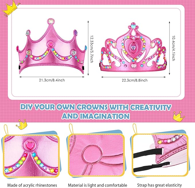 Yaomiao 44 Pcs Birthday Foam Crowns for Kids Princess Tiaras King Hat Bulk Diamond Sticker Kits for Crown Party Supplies