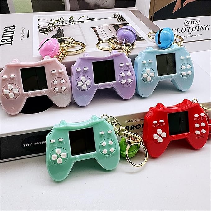 Retro Classic Game Console Pendant Keychain Playable Electronic Miniature Handheld Mini Games Machine with Keychain Ring Gift (L5)