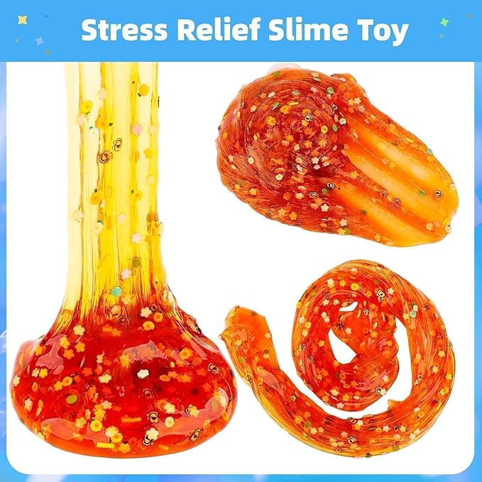 Clear Slime Kit, 5 Pack Crunchy Glitter Crystal Slime Party Favor Gifts, Stress Relief Toy for Girls and Boys, Soft Non-Stick Putty Slime for Kids, DIY Birthday Glue Boba Glimmer