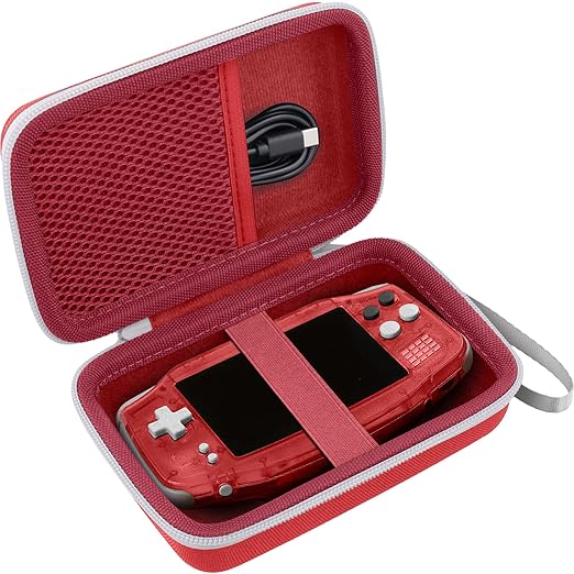 khanka Hard Travel Case Replacement for Anbernic RG34XX Handheld Game Console,Case Only. (Red)