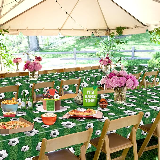 4 Pack Soccer Party Tablecloth Sports Tablecloth Sport Rectangular Plastic Table Cloth Sports Theme Party Table Covers Soccer Birthday Decorations Boys Sport Theme Birthday Supplies 86 x 51 Inch