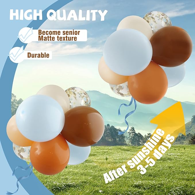 148pcs Brown Coffee Blue Balloons Garland Arch Kit, Boho Tan Teddy Bear We Can Bearly Wait Shower Gender Reveal Birthday Wedding Party Supplies Decorations