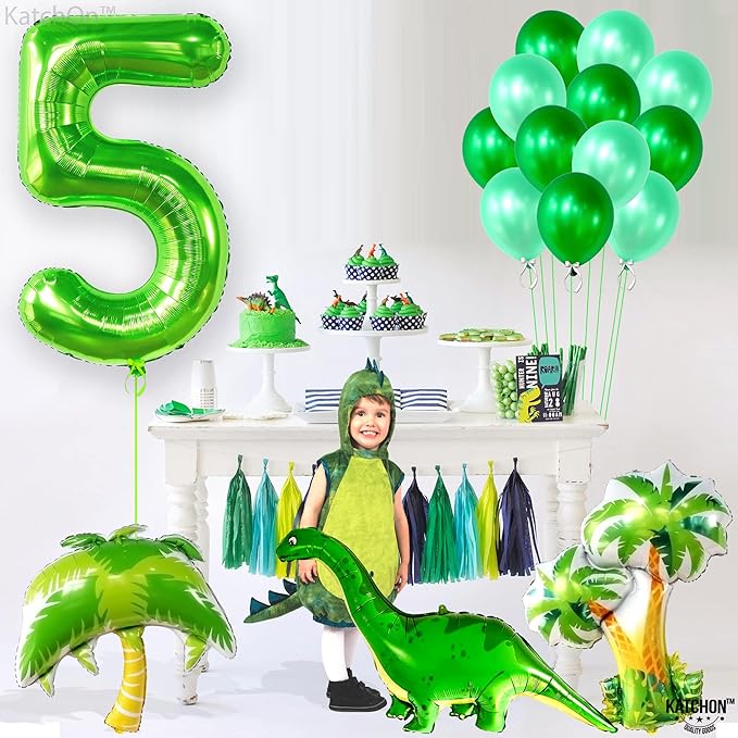 KatchOn, Light Green 5 Balloon Numbers - 40 Inch | Balloons for 5th Birthday Decorations for Boys | 5th Birthday Balloons | Dinosaur Party Decoration | Number Balloons for Anniversary Decorations