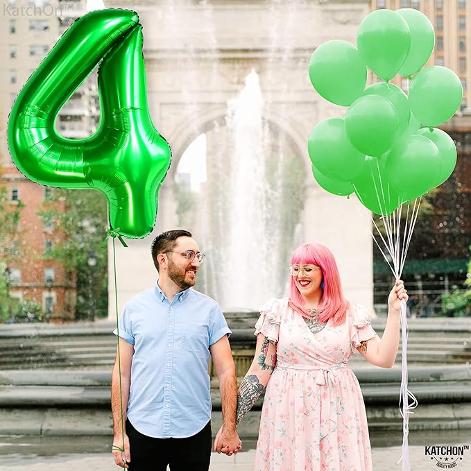 KatchOn, Dark Green Number 4 Balloons - 40 Inch | 4 balloon Green for Birthdays | 4th Birthday Balloons Boy, 4th Birthday Decorations for Boys | 4 balloon number for Anniversary Decorations
