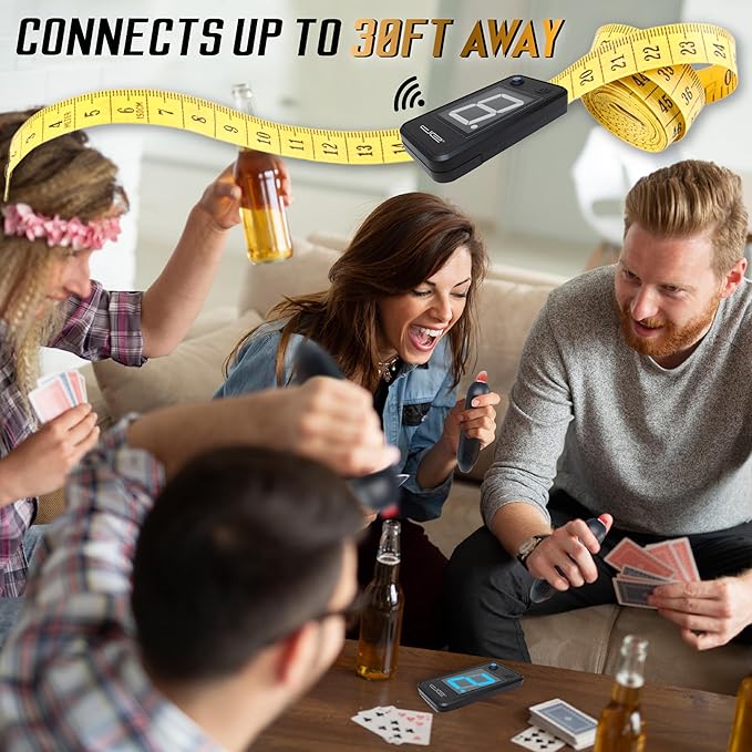 Digital Energy Wireless Handheld Game Buzzer System - Console Displays First Buzz-in - Great for Jeopardy, Family Feud, Trivia and Buzz Games - 8 Joystick Buzzers