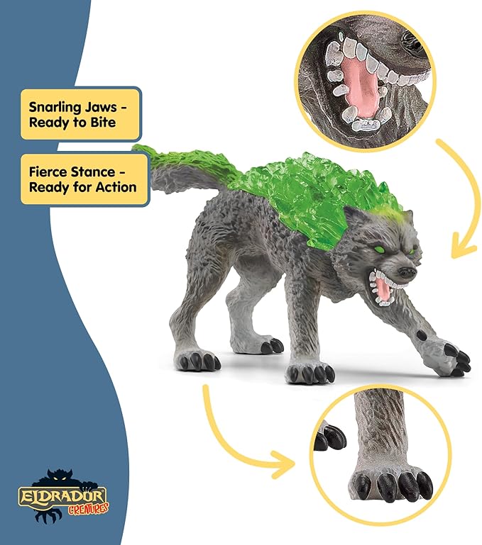 Schleich Eldrador Creatures - 6" Stone Wolf Figurine - Fun Fantasy Animal Figure for Imaginative Play for Boys and Girls - Durable Rock Beast Toy - Cool Monster Toys for Kids Ages 7+ | 70153