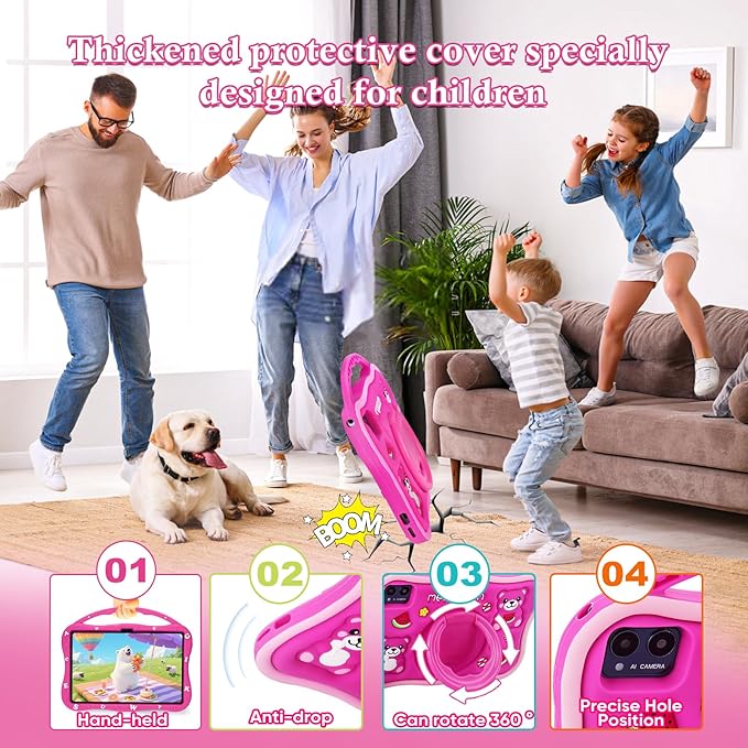 Kids Tablet, 10.1 inch Tablet for Kids, Educational Learning Toddler Tablet Android 14, 12GB RAM+64GB ROM Storage, 5G WiFi,for Baby Girl boy 3-10(Red)
