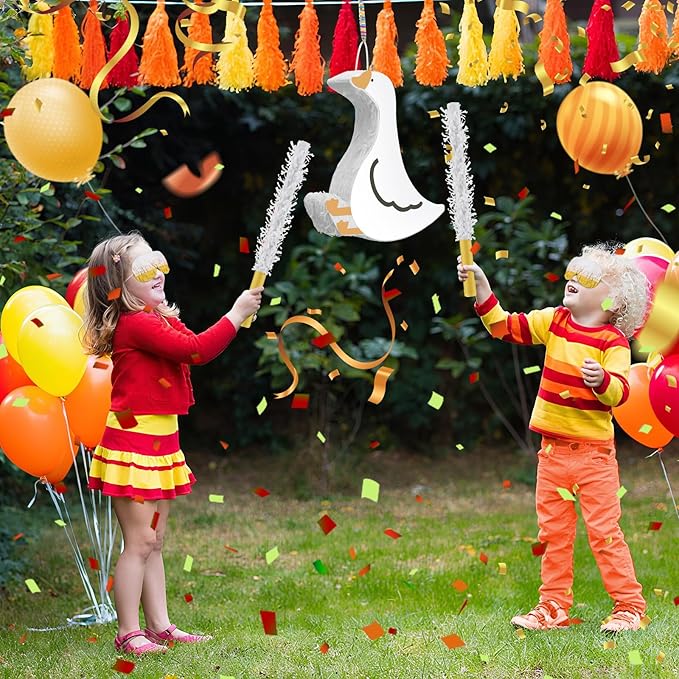 Goose Piñata 3D Goose Birthday Decoration with a Blindfold and Bat for Kids Girls Boys Gift Holiday Piñata Party Baby Shower Supplies