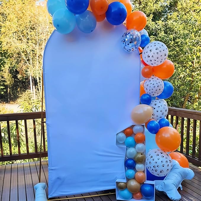 Orange and Blue Balloons,12 Inch Royal Light Blue and Orange White Latex Party Balloon for Girls Boy Birthday Party Baby Shower Graduation Decorations
