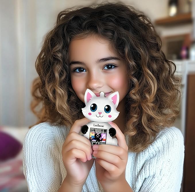 Lexibook, My Best-E Chat – Virtual Pet Console, 1900+ Animations, 3 Mini Games, Compact and Lightweight Keychain Format, JLMBCAT