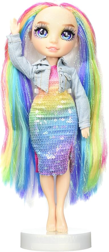 Rainbow High Amaya, Rainbow with Slime Kit & Pet, 11" Shimmer Posable Fashion Doll with DIY Sparkle Slime, Magical Yeti Pet, Fun Play Accessories, Great Toy Gift for Girls Kids Ages 4-12 Years