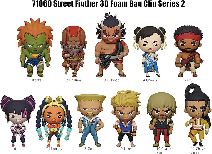Street Fighter Series 2 – 5" Collectible Bag Clip – Blind Bag (ONE Random Figure) – Video Game Character Keychain/Backpack Accessory | Official Licensed Merchandise