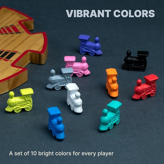 Queensell Set of 10 Metal Mexican Train Trains – Mexican Train Accessories for Classic Domino Game – Mexican Train Game Pieces for Mexican Train Dominoes