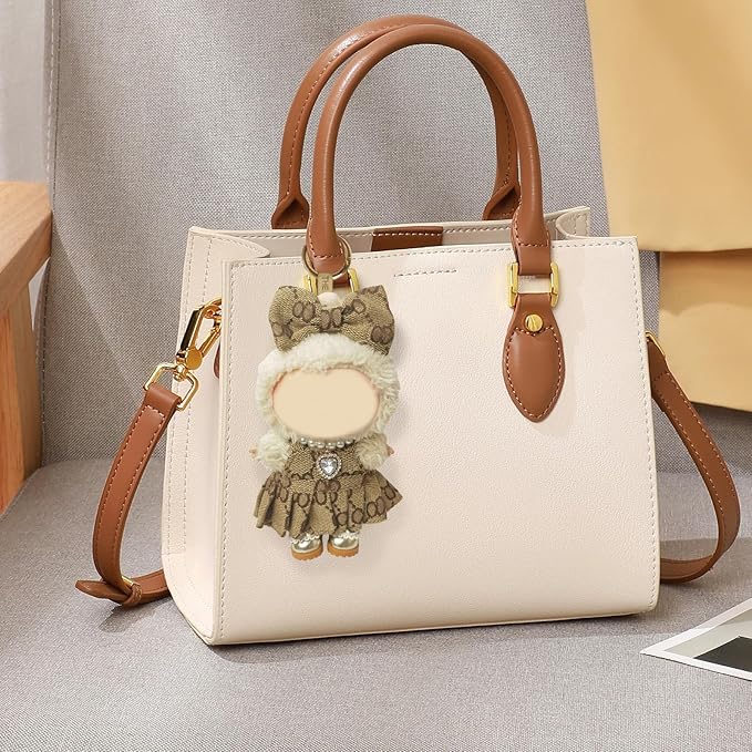 Clothes Compatible with LABUBU Doll - 4PCS Classic Set, 17cm Doll Clothes Designer Outfit for Elegant Vintage Theme, Stylish Luxury Accessories for Labubu, No Doll (Mocha Pearl Classic)