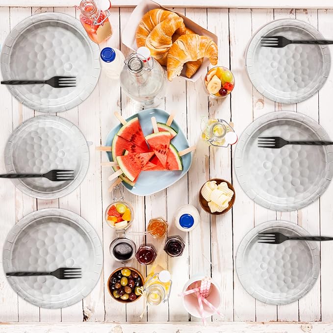gisgfim 48 Pcs Golf Birthday Plates Supplies Paper Golf Party Decorations Sports Theme Dessert Dinner Plates Disposable Golf Party Favors Decoration for Boy birthday party Baby Shower