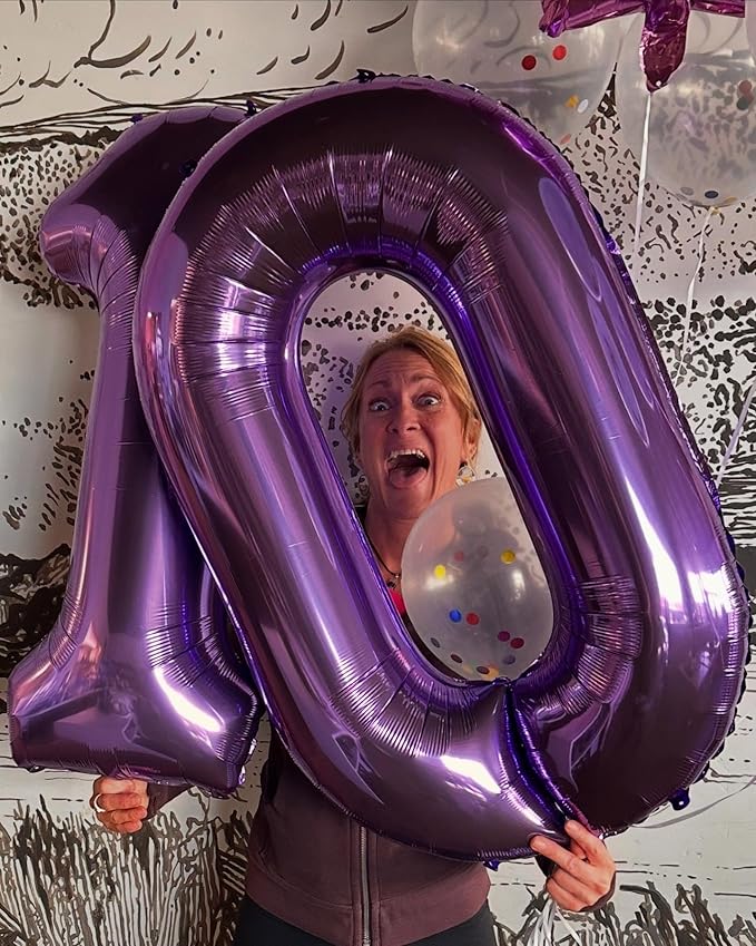 40 Inch Purple Number 2 Balloon, Giant 2 Number Balloons for 2nd Birthday Decorations, Party Supplies for Baby Boy Girl, Purple Party Decor