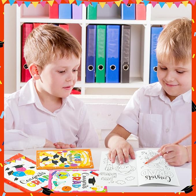 X1zuue Kindergarten Graduation Coloring Books - 48Pcs Congrats Grad DIY Color-in Pages Books for Kids Bulk Pre-Kindergarten Activity Books Mini Coloring Book Party Favors Graduation Classroom Gifts