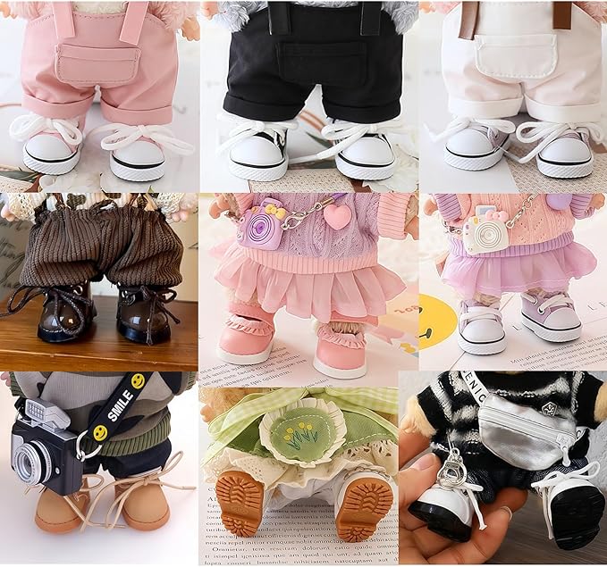 Mini Shoes for Lu bubu 17cm Accessories, Cute Martin Boots PU Leather Shoes Suitable for 17cm Lu bubu, Dress Up Shoe Replacement White