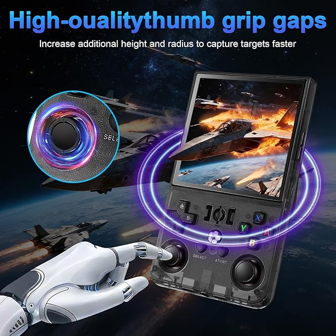 R36MAX Retro Handheld Game Console, 4.0 Inch Screen, 64GB, 18000+ Games, Linux System, 4000mAh Battery (Blcak Transparency, 128, GB)