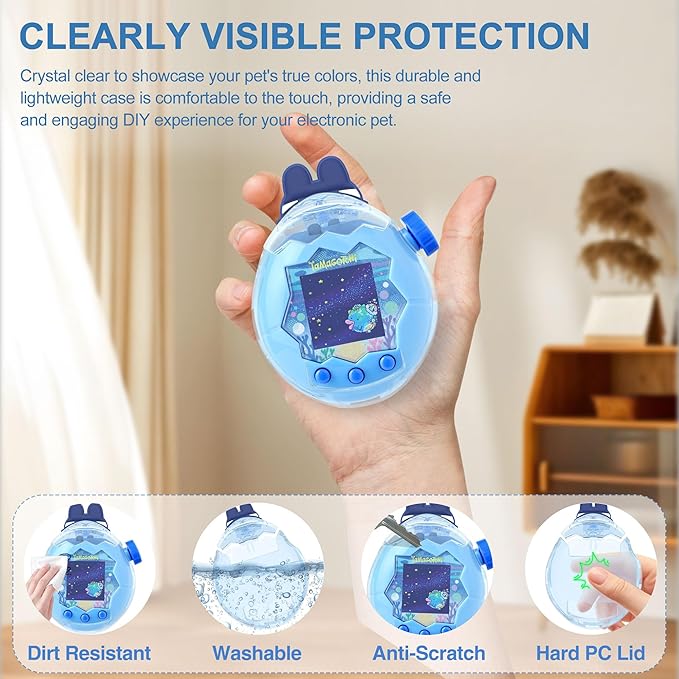 for Tamagotchi Paradise Clear Case and Replacement Lid Set, Ideal for DIY Fans, Collectors and Display, for Paradise Tamagotchi Accessories, with Lanyard (No Device/Film)