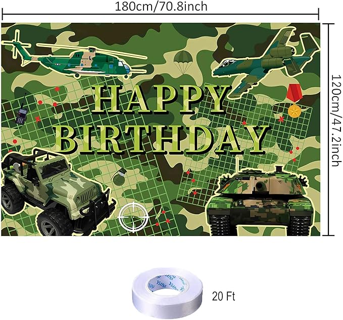 Camouflage Birthday Party Decoration Camo Happy Birthday Backdrop Camo Military Photo Background Banner Poster for Camouflage Military Party Decorations Party Supplies 70.8 x 47.2 Inch