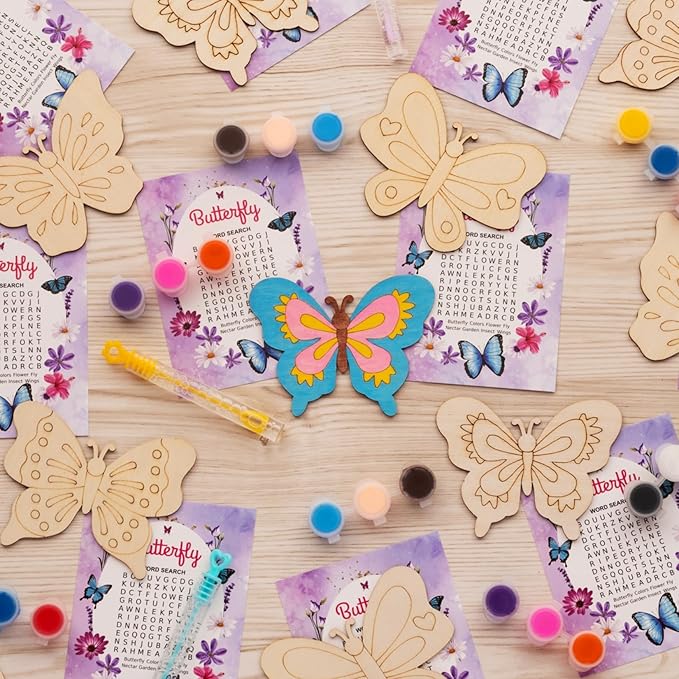 Butterfly Party Favors - 12 PCS Butterfly Birthday Party Supplies - Butterfly Bubbles & Paint Crafts - Butterfly Birthday Decorations Goodie Bags Gifts Prizes for Kids Girls Toddler