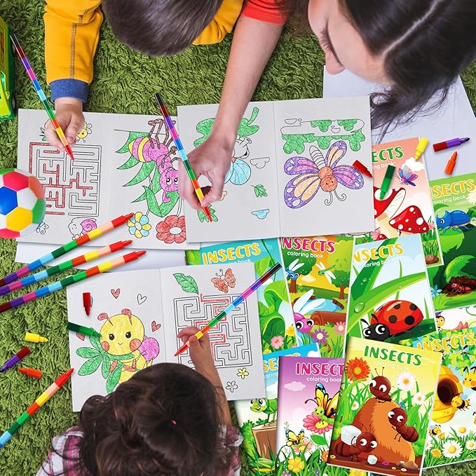 BenLouis 24 Pcs Insects Mini Coloring Books Kids Bugs Party Favors Small Activity Books Bulk for Kids Spring Butterfly Bee Birthday Goodie Bags Stuffers Return Gifts Classroom Travel