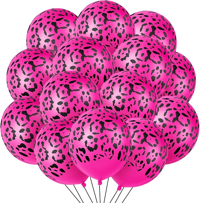 Gejoy 36 Pcs Cheetah Balloons Leopard Print Balloons 12 Inch Spots Latex Leopard Jungle Animal Decorations for Cheetah Zoo Theme Birthday Party Supplies (Rose Gold)