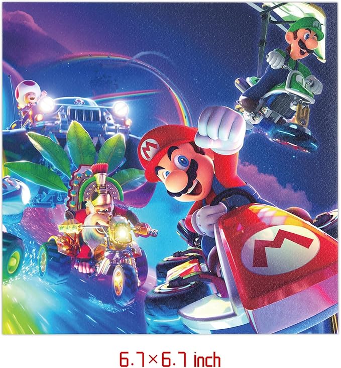 Mario Move Party Supplies 41Pack include 20 plates, 20 napkins 1 tablecloth for Mario Move birthday party Decoration