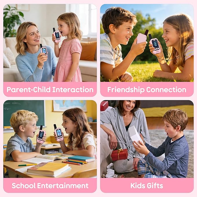 Video Walkie Talkies for Kids with Real-Time Screen & Voice Changer, 1000FT Long Range Kids Walkies Talkies, USB-C Rechargeable & Cute Stickers, Outdoor Toys for Family Games, Camping, Hiking
