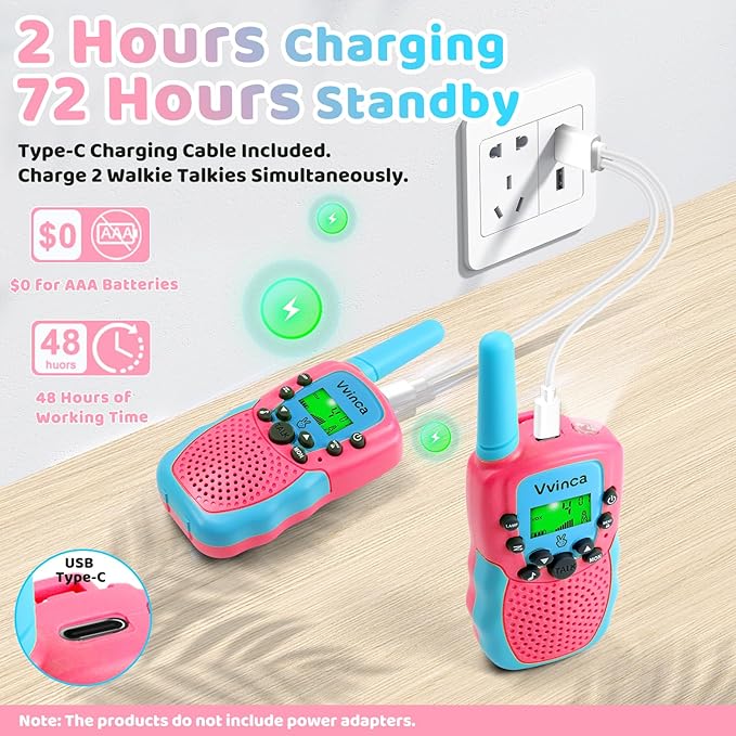 Vvinca Walkie Talkies for Kids 4 Packs