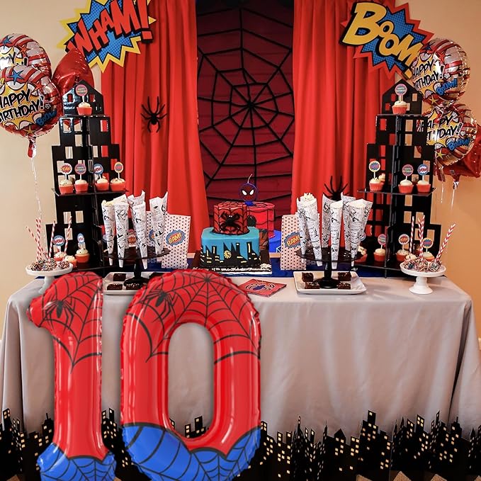 40 Inch Giant Spider Theme Number Foil Balloons - Large Number 0 Balloons for Kids' Birthday Anniversary Party Decorations Supplies (Numbers 0-9 Available)