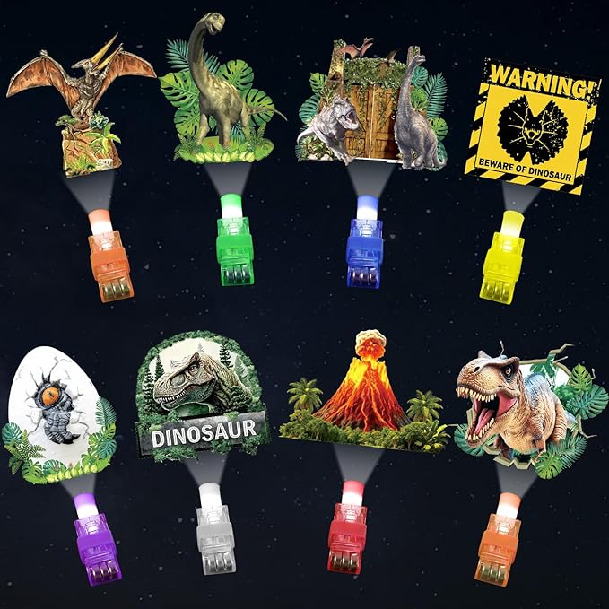 36Pcs Dinosaur LED Finger Lights Dino Glow in the Dark Light Up Finger Lights Dinosaur Party Favors Dino Theme Toys Bulk for Kids Birthday Classroom Prize Exchange Gift Supply