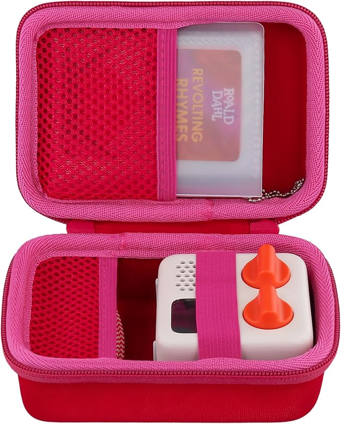 co2CREA Hard Case Compatible with Yoto Mini Kids Audio Music Player Children Speaker Plays Audiobook Cards Radio and Card Holder Hold up to Yoto 36 Cards, Red Case