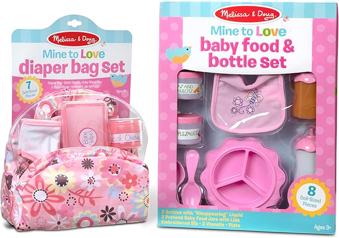Melissa & Doug Doll Feeding and Changing Accessories - Bib, Bag, Diaper, Wipes, Utensils, Bottles 7.30 high x 11.20 Wide x 14.30 deep