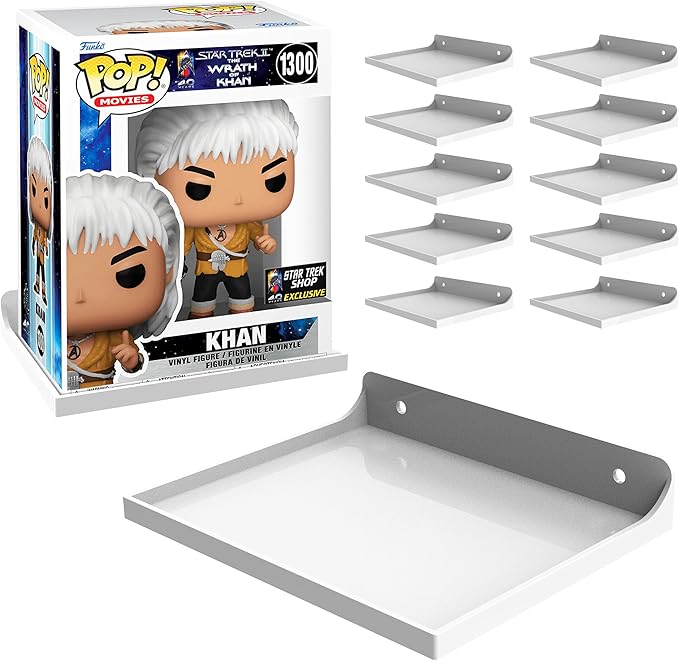 5-Pack Funko Pop Shelves Wall Display Shelf for Collectibles, Funko Pop Display Stand Holder, Vinyl Toys Action Figure Display Case Funko Pop Stand Wall Mount Storage Organizer WHITE