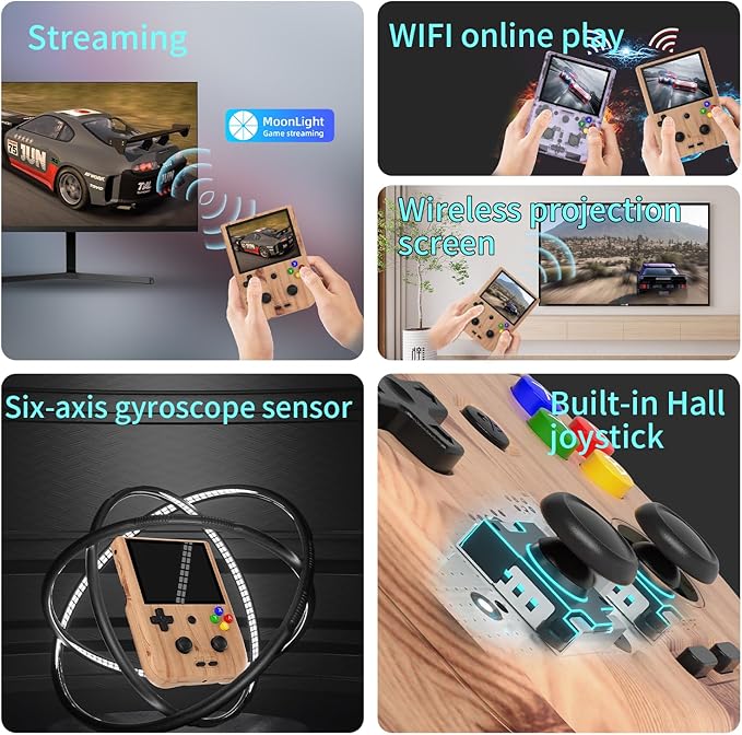 RG405V Retro Handheld Game Console , Unisoc Tiger T618 Android 12 System 4.0 Inch IPS Touch Screen Support 5G WiFi Bluetooth 5.0 with 128G TF Card 3172 Games 5500mAh Battery (Wood)