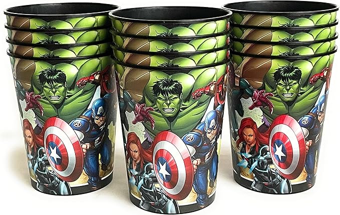 Marvel Avengers Superhero Birthday Party Supplies Set of 12 16oz Plastic Reusable Favor Cups