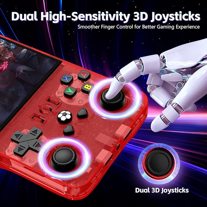 R36MAX Retro Handheld Gaming Console, Built-in 22,000+ Classic Games, Open Source Linux System, Portable Game Emulator Console, 4.0-Inch 4K HD IPS Screen Video Player, 4000mAh Battery (Red 128GB)