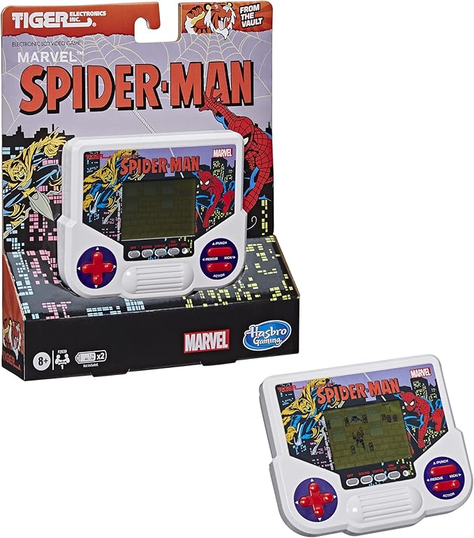 Hasbro Gaming Tiger Electronics Marvel Spider-Man Electronic LCD Video Game,Retro-Inspired 1-Player Handheld Game,Ages 8 and Up