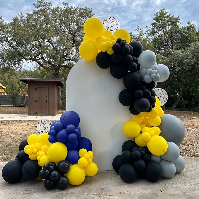 Black and Yellow Balloons, Bat Theme Balloons Birthday Decorations, Navy Blue Yellow Black Silver Balloon City?Style Balloon Party Decorations for Men Boys Birthday Party Supplies Decor