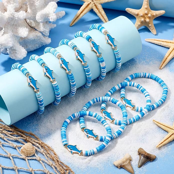 24 Pcs Cowgirl/alien/shark/bee/princess/tropical Party Favors, Polymer Clay Beaded Bracelets Gifts Bulk for Birthday Party