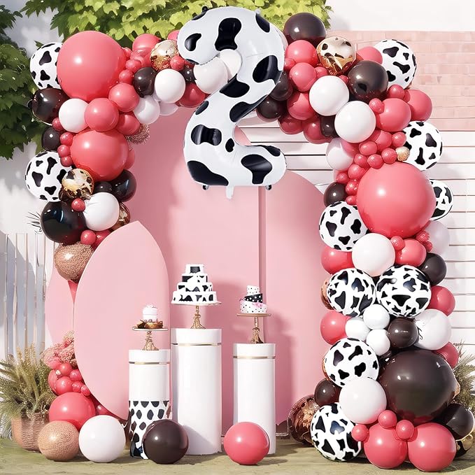 Cow Print Number 2 Balloon, Large 40 Inch Cow Number Birthday Balloons, Foil Mylar Number 2 Balloons for 2 Year Old Birthday Party Decorations Supplies Animal Farm Cowboy Cowgirl Themed Party