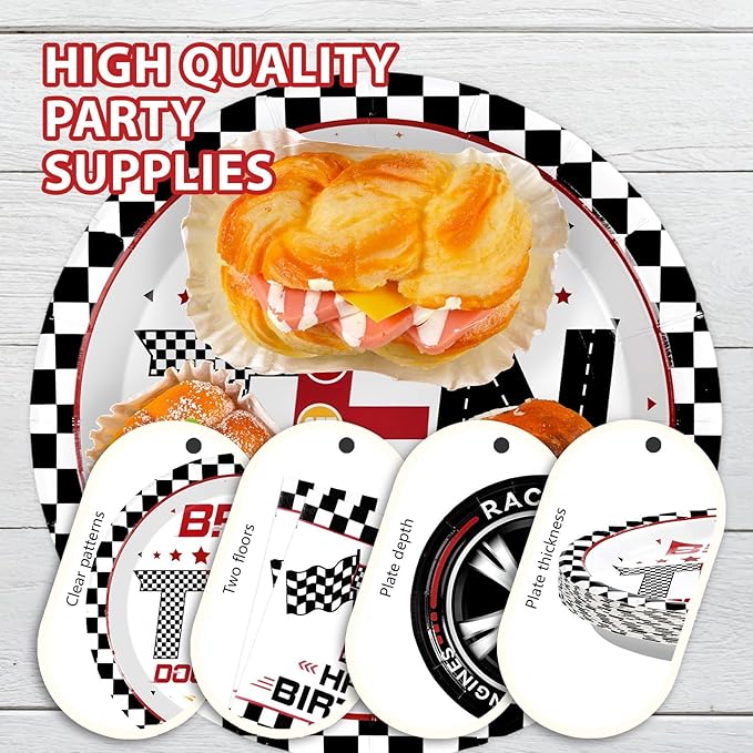 Grencian 96Pcs Race Car 10th Birthday Party Supplies Bruh I’m Ten Plates and Napkins Racing Car Double Digits Tableware for 10 year old Boys Racing Car Birthday Party Decorations Serve 24