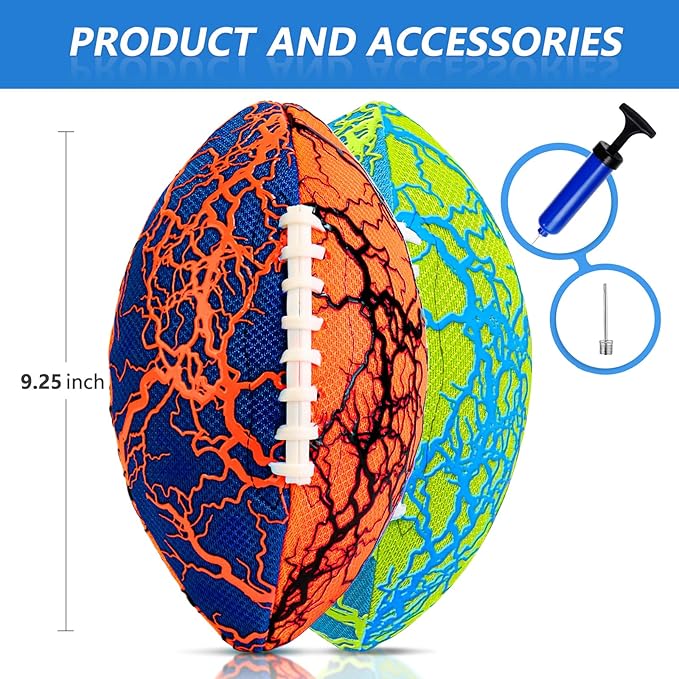 Jasonwell Pool Beach Water Football - 2Pack Strong Grip Waterproof Football for All-Weather Play Pool Toys Beach Games Outdoor Sports Toy Christmas Birthday Gifts for Kids Boys Teens Adults