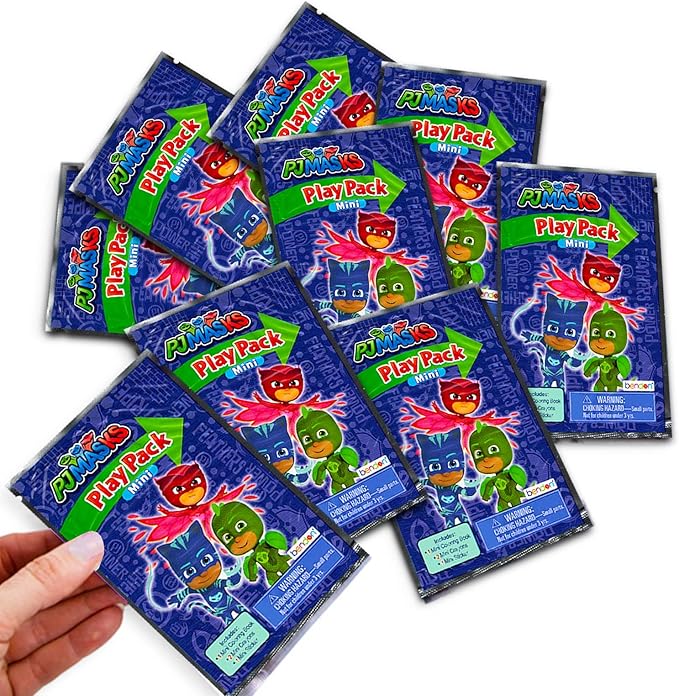 PJ Masks Mini Party Favors Set for Kids - Bundle with 24 Mini Grab n Go Play Packs with Coloring Pages, Stickers and More Birthday Party Supplies