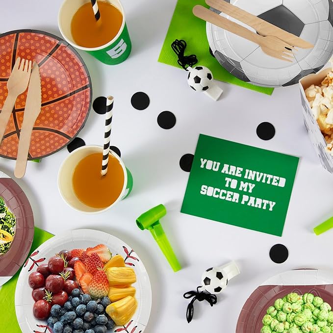 48PCS Sports Birthday Party Decorations 7" Sports Party Plates Disposable Sports Paper Plates Baseball Basketball Soccer Football Plates for Boys Adults Birthday Party Decorations