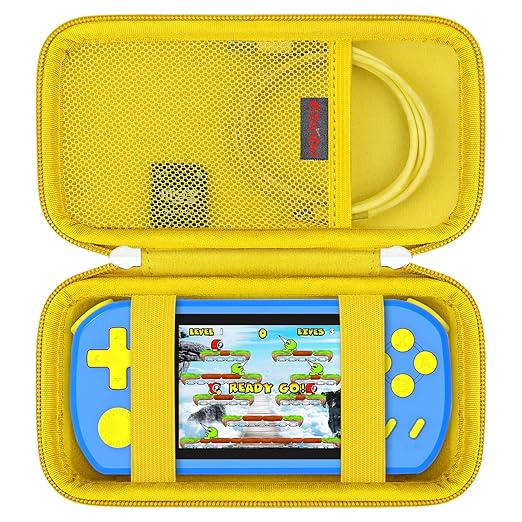 Elonbo Carrying Case for TEBIYOU/ WELLST·G/ TaddToy/ Beijue/ FAMILY POCKET/ CCTU/ X-JOYKIDS/ GREENCREEK/ Beico/ KAVOYI/ GuaiyeyeAP Handheld Game Console, Portable Electronic Gaming Player Bag, Yellow